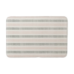 Peach Sage Modern Minimalist Stripe Boho  Bath Mat