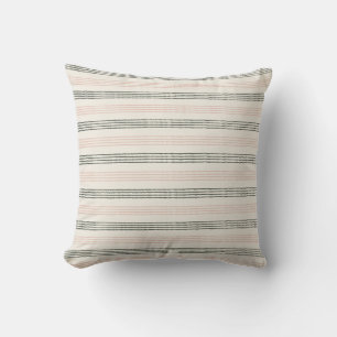 Peach Sage Modern Minimalist Stripe Boho Throw Pillow