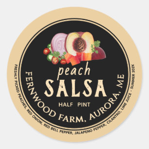 Peach Salsa Jar Label Homemade Preserves Canning
