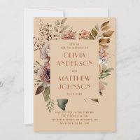 Peach Sand Floral Wedding. Fall Rustic Garden + QR