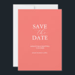 Peach Save The Date Invitation<br><div class="desc">Announce your engagement with this minimal save the date card. It features a mix of classic and script typography in white over a solid peach background. Use the template fields to personalize with your name and wedding date. Even customize the colours to suit your desired wedding theme. Choose from a...</div>