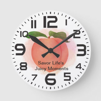 Peach Savour Juicy Moments Custom Quote Round Clock
