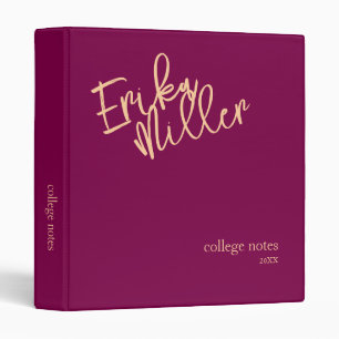 Peach Script Name on Wine Colour Binder
