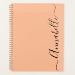 Peach script typography Name Planner<br><div class="desc">Modern peach personalized planner.  Use the personalize option to add your own name or text in between the two squares (if you would like to keep the swirls at either end).  Please contact me directly if you require further help with customization.</div>