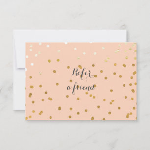 Peach & Shiny Gold Modern Dots Referral Card