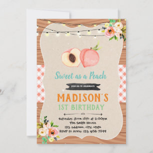 Peach shower birthday party invitation