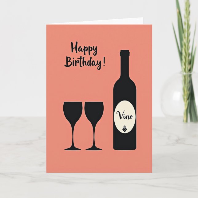 Peach Silhouette Birthday Card (Front)