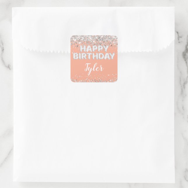 Peach Silver Birthday Party Envelope Seal (Bag)