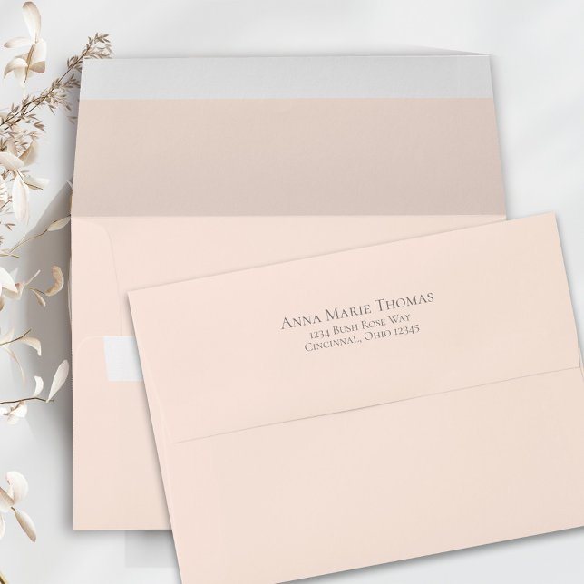 Peach Simple Basic Return Address  Envelope (Simple peach envelope with stylish return address on the back flap. )