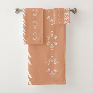 Peach Simple Mudcloth Design Bath Towel Set