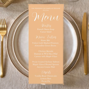 Peach Simple Style Wedding Dinner Menu