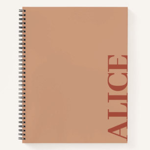Peach Simple Text Style Custom Name Notebook