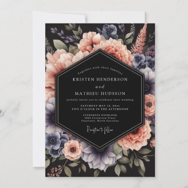 Peach Slate Nocturne Wedding Invitation (Front)