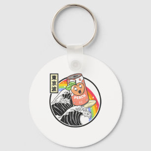 Peach Soda Surfing Kanagawa Wave Japan Anime Vapor Keychain
