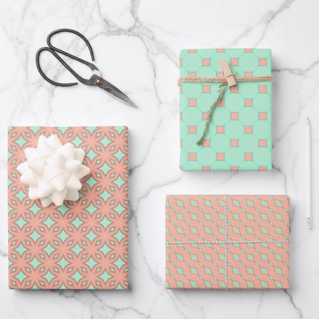 Peach Sophisticate Wrapping Paper Flat Sheet Set (Front)