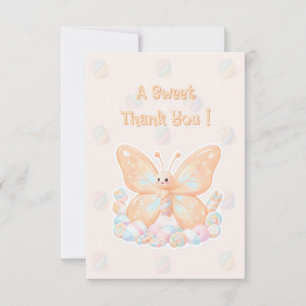 Peach Sorbet Butterfly Baby Shower Thank You Card