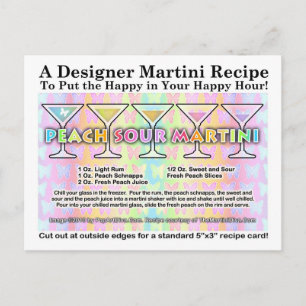 Peach Sour Spring Martini Recipe Card Postcard