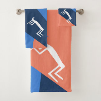 Peach  Southwestern Kokopelli Bath Towel Set