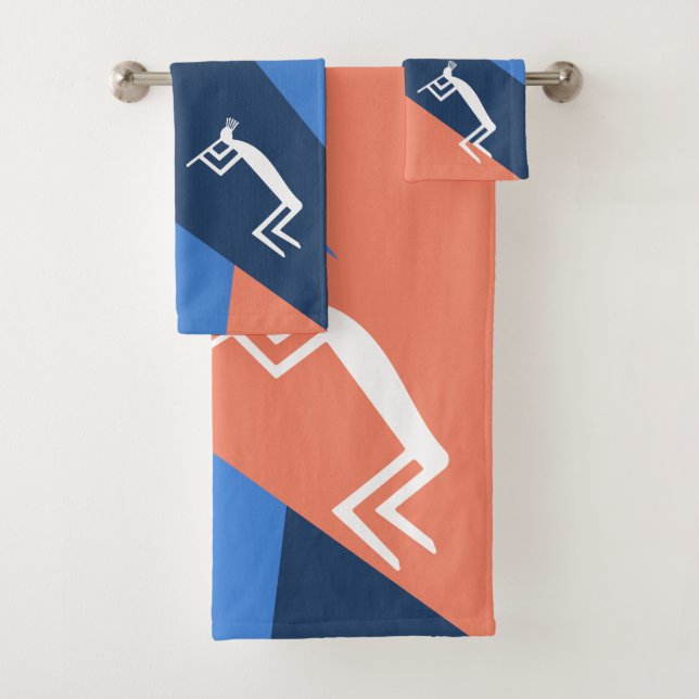 Peach  Southwestern Kokopelli Bath Towel Set (Insitu)