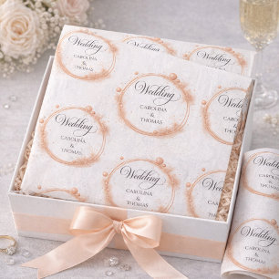 Peach Sparkle Script Wedding Pattern Tissue Paper