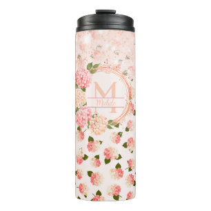 Peach Sparkle Vintage Garden Blossoms Thermal Tumbler