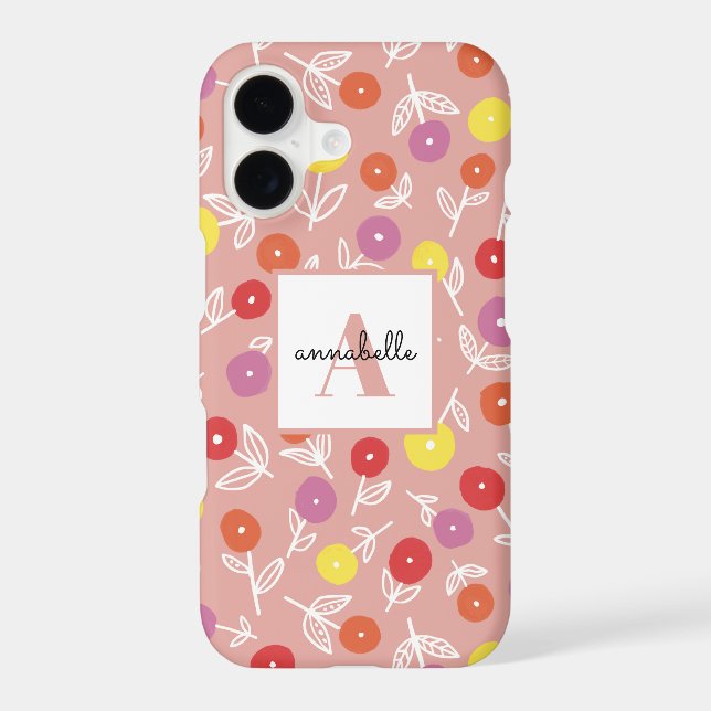 Peach Spring Floral Monogram First name (Back)
