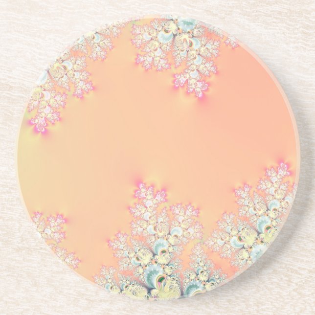 Peach Spring Frost Fractal Coaster (Front)
