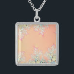 Peach Spring Frost Fractal Sterling Silver Necklace<br><div class="desc">Peach Spring Frost Fractal

Feel free to add your own words and/or pictures to this item,  or change the background colour,  via Zazzle's great customization tools.  This design is also available on many other products. Thanks for stopping by! God bless!</div>