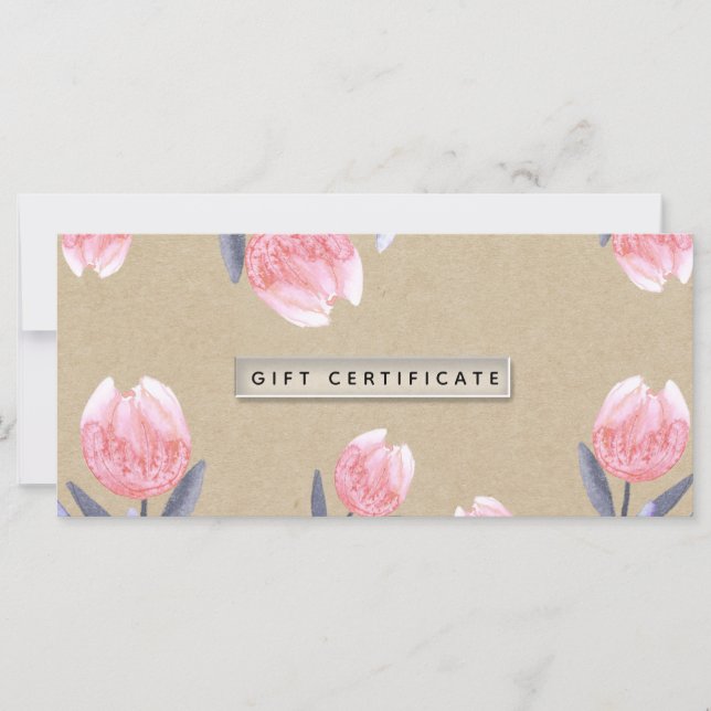 Peach Spring Watercolor Tulips Gift Certificate (Front)