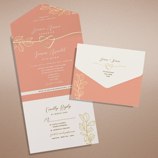 Peach Spring Wedding All In One Invitation (Creator Uploaded)