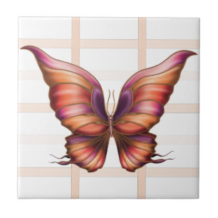 Peach Squared with Butterfly Tile