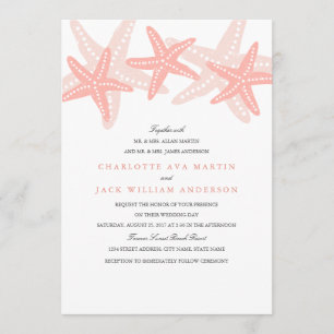 Peach Starfish Beach Mariage Invitation