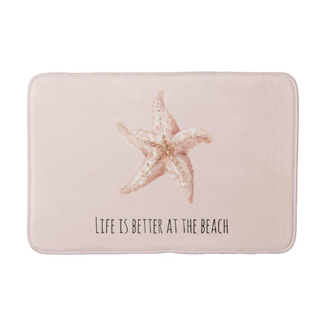 Peach Starfish Better at Beach Bath Mat (Front)