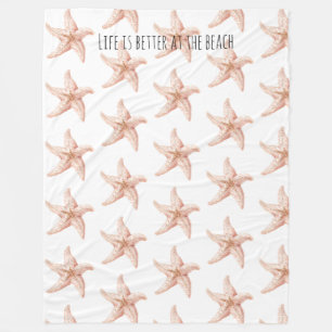Peach Starfish Better at Beach Fleece Blanket