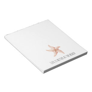 Peach Starfish Better at Beach Notepad