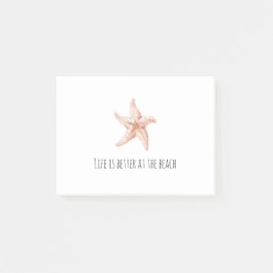 Peach Starfish Better at Beach Post-it Notes