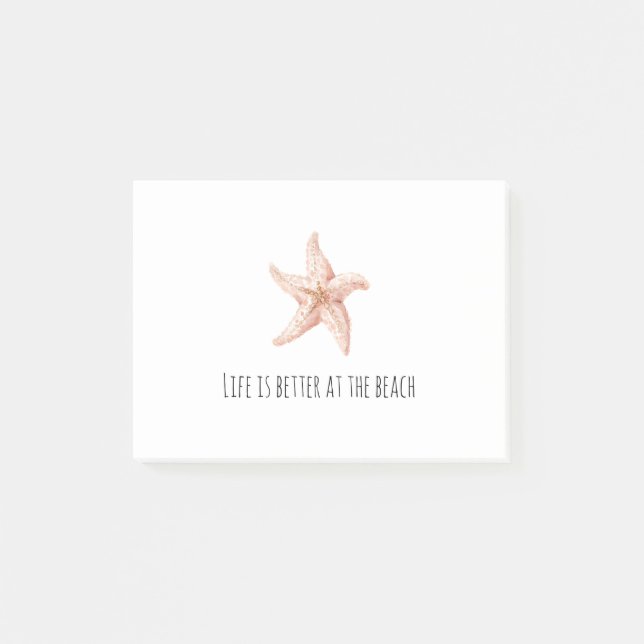 Peach Starfish Better at Beach Post-it Notes (Front)