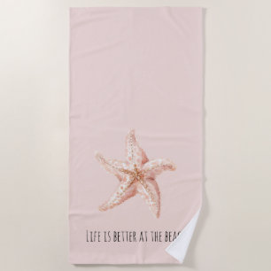 Peach Starfish Better at Beach Towel