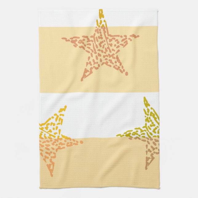 Peach Stars and Stripes Kitchen Towel (Vertical)