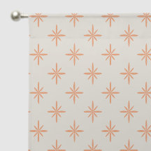 Peach Stars on Cream Retro Atomic Midcentury