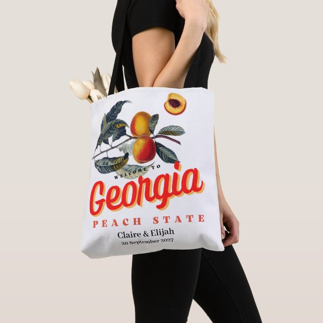 Peach State Georgia Wedding Tote Bag (Close Up)