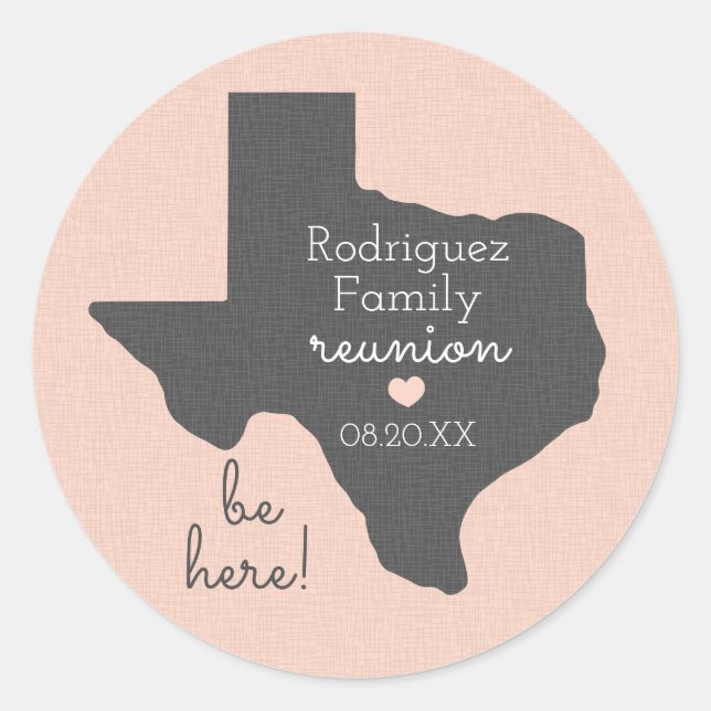 Peach State of Texas Family Reunion Classic Round Sticker (Front)