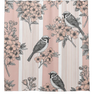 Peach Stripe Floral Bird Elegant (2)