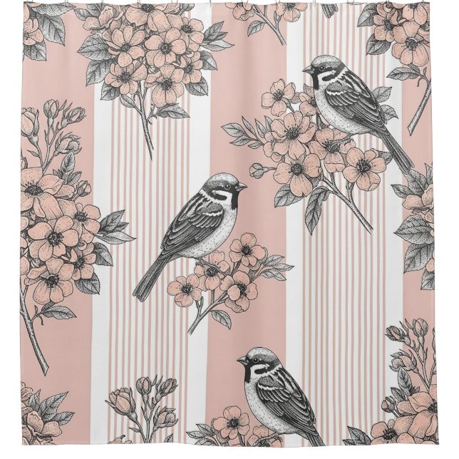 Peach Stripe Floral Bird Elegant (2) (Front)