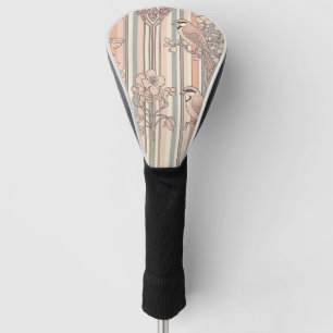 Peach Stripe Floral Bird Elegant (3) Golf Head Cover