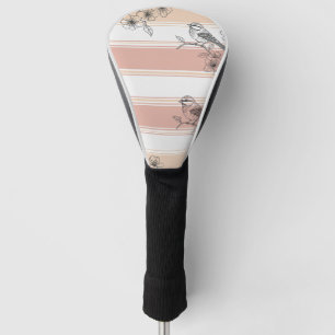Peach Stripe Floral Bird Elegant (4) Golf Head Cover