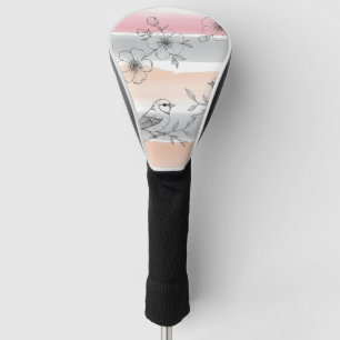 Peach Stripe Floral Bird Elegant (6) Golf Head Cover