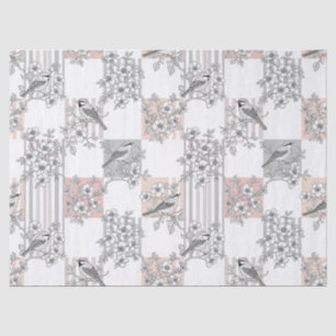 Peach Stripe Floral Bird Elegant (6) Tissue Paper