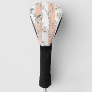 Peach Stripe Floral Bird Elegant (7) Golf Head Cover