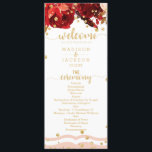 Peach Stripe Floral Gold Confetti Wedding Program<br><div class="desc">Peach Stripe Floral Gold Confetti Watercolor Floral Program With trendy brush script font! ~ Check my shop to see the entire wedding suite for this design!</div>